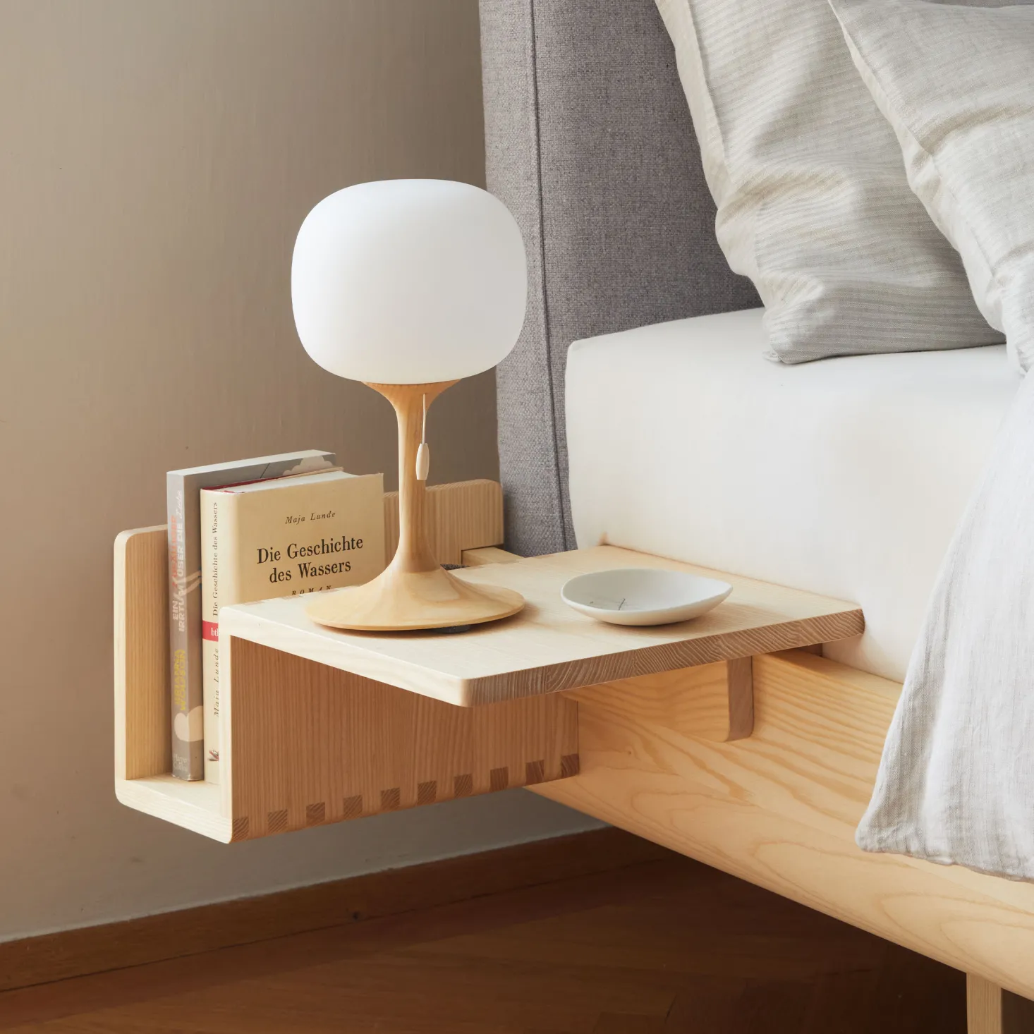 Ablageboard Sidu mit BücherfachB 34 x T 48 x H 19 cm (Buche, rechts)