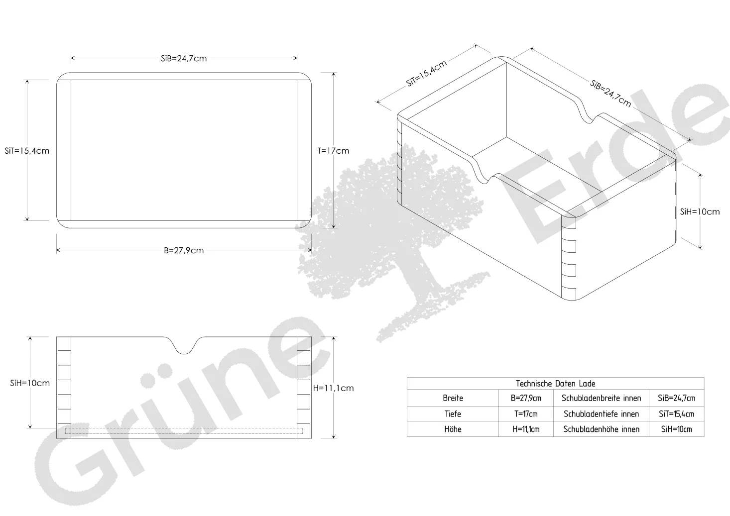 Aufbewahrungsbox Vaso(Eiche, B17xT28xH11,2cm)