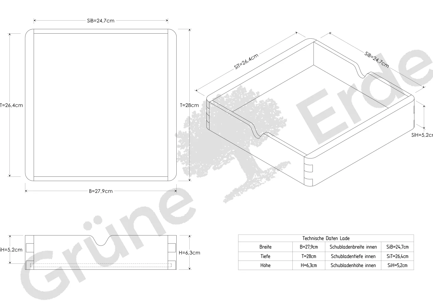 Aufbewahrungsbox Vaso(Eiche, B28xT28xH6,4cm)