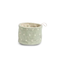 Aufbewahrungskorb Pünktchen14 x 17 cm, 100 % Baumwolle, GOTS (mattgrün)