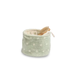 Aufbewahrungskorb Pünktchen14 x 17 cm, 100 % Baumwolle, GOTS (mattgrün)