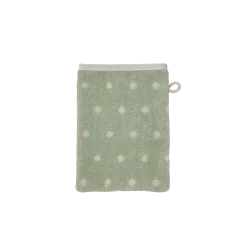 Baby-Badeserie Pünktchen100 % Baumwolle, GOTS (mattgrün, Waschhandschuh 17 x 24 cm)