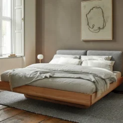 Bett Almara(Wollstoff Elverum Fjord, Esche, 200 x 200 cm)