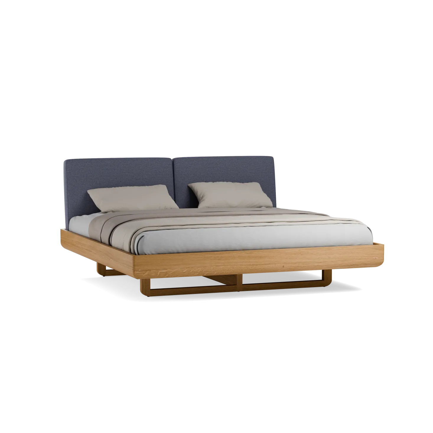 Bett Almara(Wollstoff Elverum Fjord, Eiche, 200 x 200 cm)