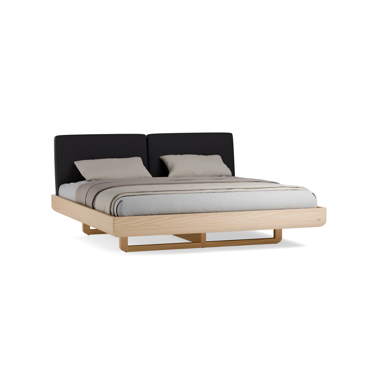Bett Almara(Wollstoff Stavang stein, Esche, 200 x 200 cm)