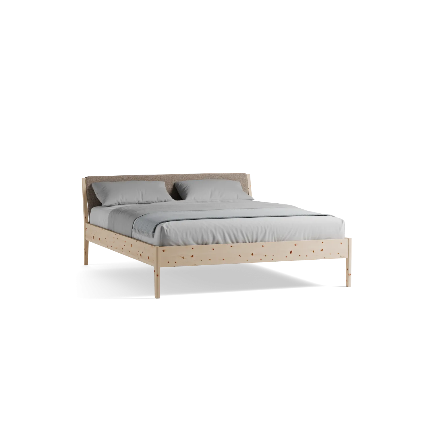 Bett Almeno mit Polsterbetthaupt(Wollstoff Tano natur, Zirbe, 160 x 200 cm)