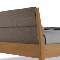 Bett Almeno mit Polsterbetthaupt(Wollstoff Tano natur, Buche, 160 x 200 cm)
