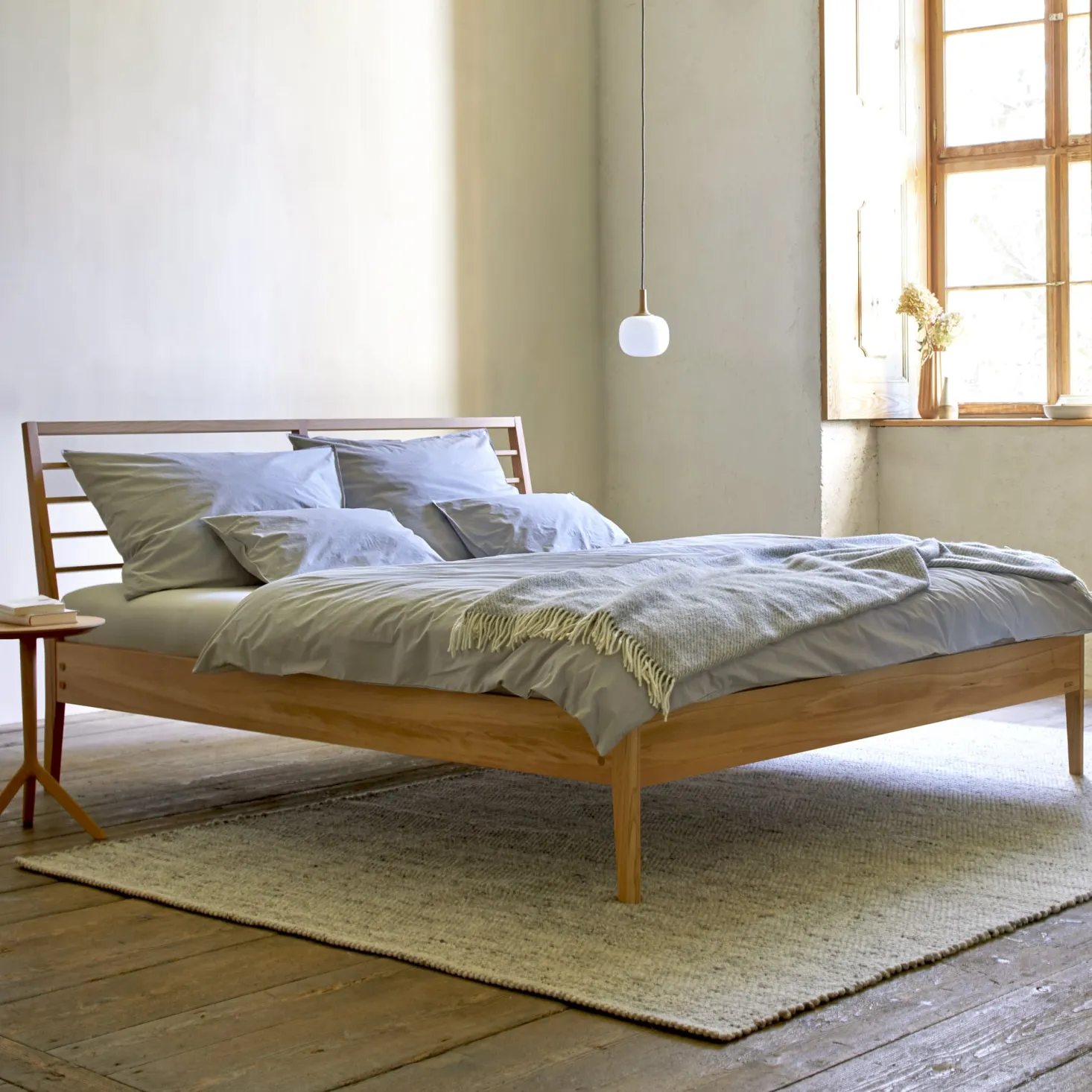 Bett Almeno mit Sprossenbetthaupt horizontal(Eiche, 160 x 200 cm)