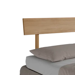 Bett Jukai Pur mit Stegbetthaupt(Baumwollstoff Ondula Taupe, Eiche, 140 x 200 cm, mit Betthaupt und Bettrahmenhousse)