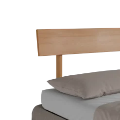 Bett Jukai Pur mit Stegbetthaupt(Baumwollstoff Ondula Taupe, Buche, 140 x 200 cm, mit Betthaupt und Bettrahmenhousse)