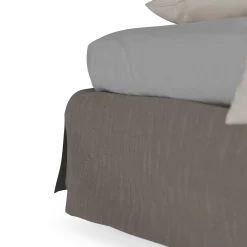 Bett Jukai Pur ohne Betthaupt(Baumwollstoff Ondula Taupe, Eiche, 140 x 200 cm, ohne Betthaupt mit Bettrahmenhousse)