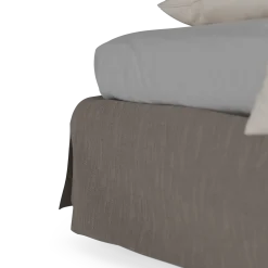 Bett Jukai Pur ohne Betthaupt(Baumwollstoff Ondula Taupe, Buche, 140 x 200 cm, ohne Betthaupt mit Bettrahmenhousse)