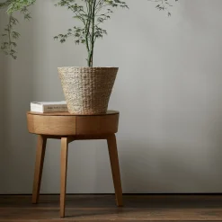 Bettkästchen/Beistelltisch Mitsu mit einer SchubladeH 52,5 cm, ø 50 cm (Buche)