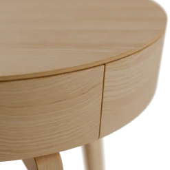 Bettkästchen/Beistelltisch Mitsu mit einer SchubladeH 52,5 cm, ø 50 cm (Esche)