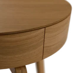 Bettkästchen/Beistelltisch Mitsu mit einer SchubladeH 52,5 cm, ø 50 cm (Eiche)