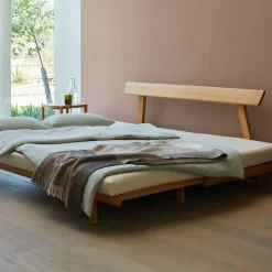 Bettsofa Doppio 160x200 cm inkl. 2 Kissen(Wollstoff Stavang kiesel, Eiche)
