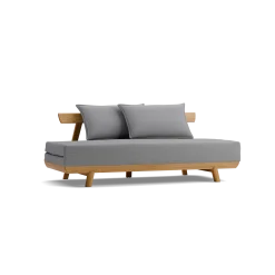 Bettsofa Doppio 160x200 cm inkl. 2 Kissen(Wollstoff Stavang kiesel, Eiche)