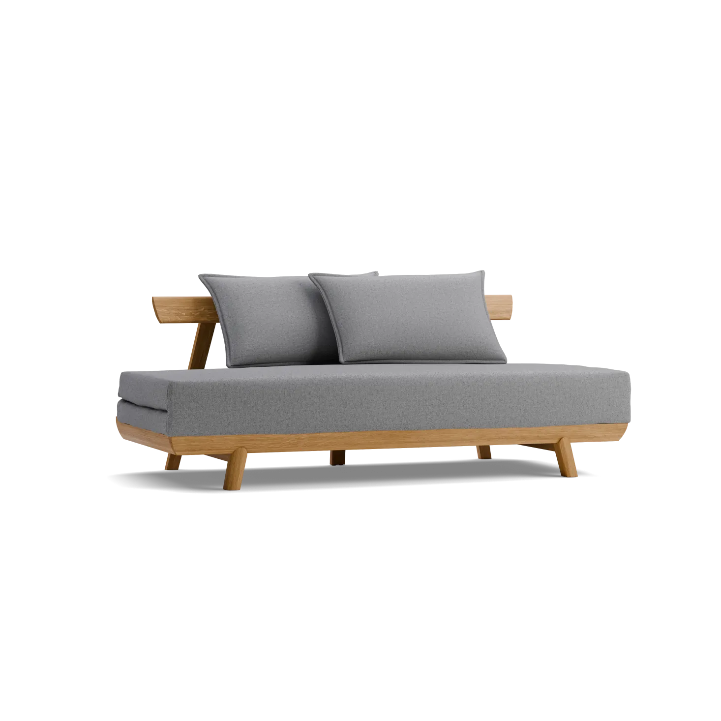 Bettsofa Doppio 160x200 cm inkl. 2 Kissen(Wollstoff Stavang kiesel, Eiche)
