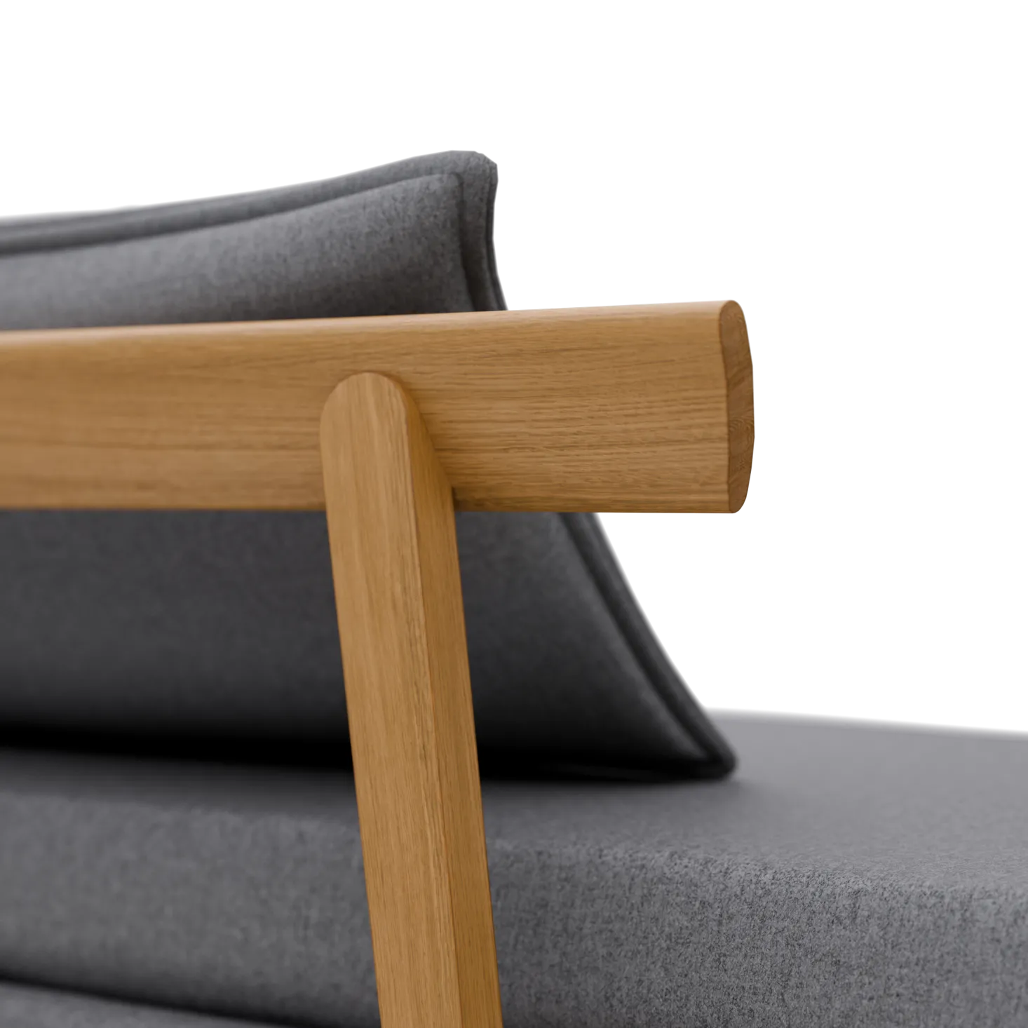 Bettsofa Doppio 160x200 cm inkl. 2 Kissen(Wollstoff Stavang kiesel, Eiche)