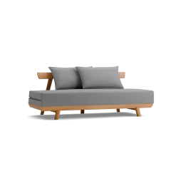 Bettsofa Doppio 160x200 cm inkl. 2 Kissen(Wollstoff Stavang kiesel, Buche)