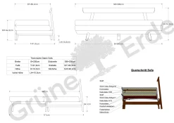 Bettsofa Doppio 160x200 cm inkl. 2 Kissen(Wollstoff Stavang kiesel, Buche)