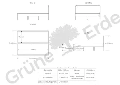 Bett Tenso mit Holzbetthaupt(Kernbuche, 160 x 200 cm)