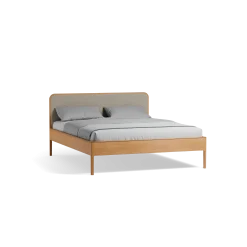 Bett Tenso mit Polsterbetthaupt(Wollstoff Tano natur hell, Buche, 160 x 200 cm)