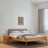 Bett Tenso mit Polsterbetthaupt(Wollstoff Tano natur hell, Esche, 160 x 200 cm)