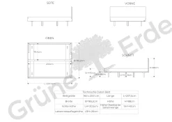 Bett Tesoro mit Holzbetthaupt(Eiche, 160 x 200 cm)