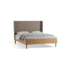 Bett Tonda mit Polsterbetthaupt(Wollstoff Tano natur, Buche, 160 x 200 cm, mit hohem Polsterbetthaupt)