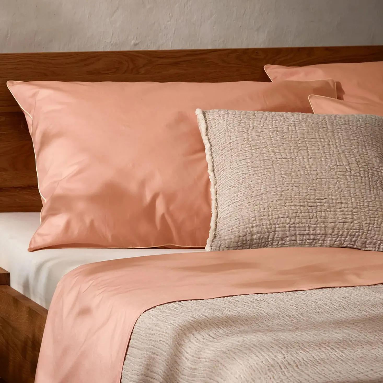 Betttuch Edna100 % Baumwolle, Perkal (Pfirsich, 260 x 260 cm)