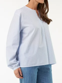 Bluse aus Bio Baumwolle(blau/weiss streif, 38)