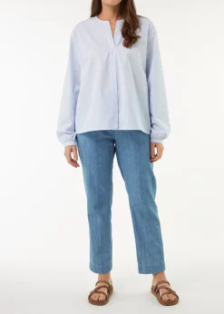 Bluse aus Bio Baumwolle(blau/weiss streif, 38)