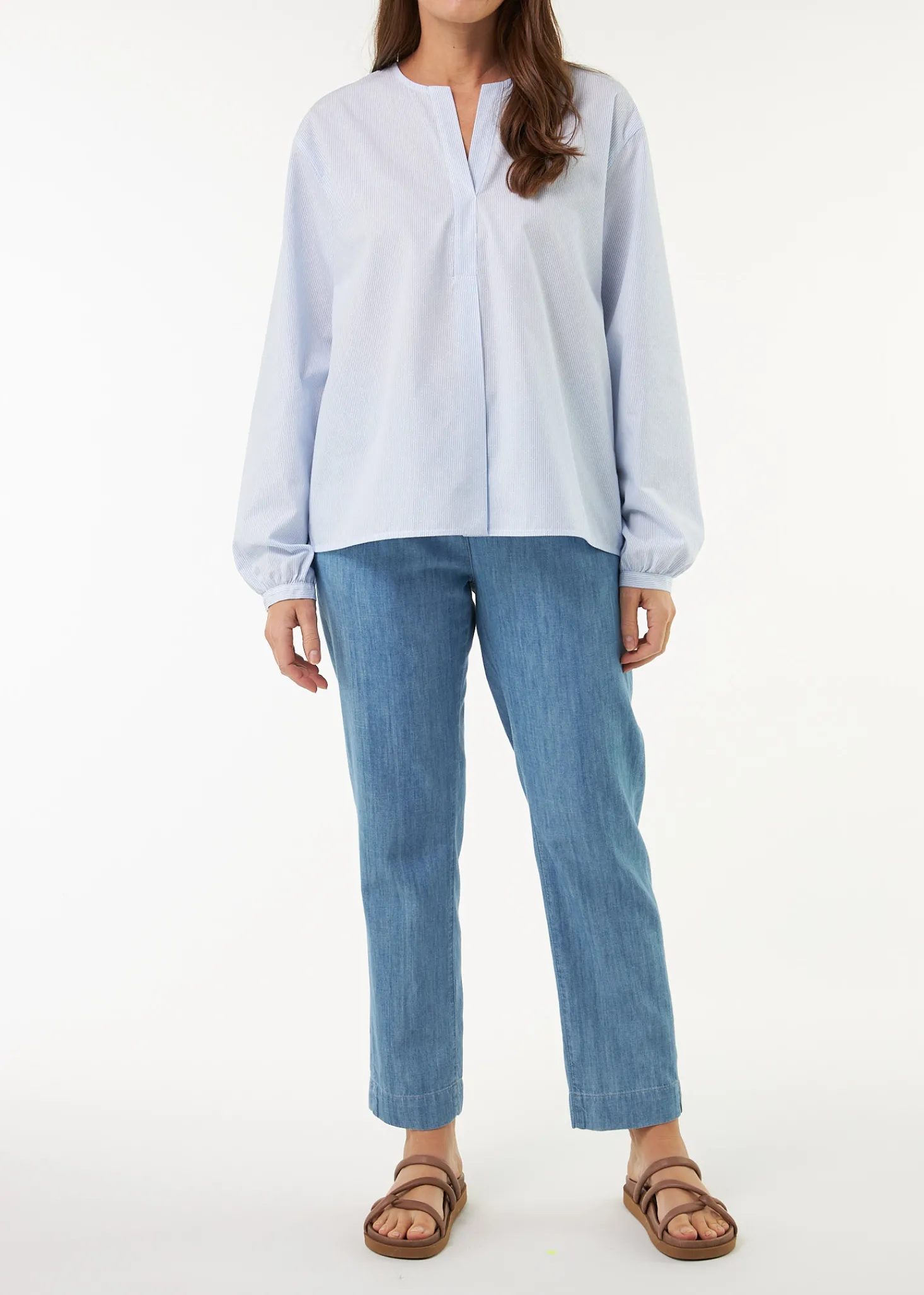 Bluse aus Bio Baumwolle(blau/weiss streif, 38)