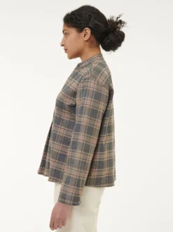 Bluse aus Bio-Baumwolle(karo anthrazit/nougat, 36)