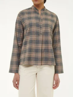 Bluse aus Bio-Baumwolle(karo anthrazit/nougat, 36)