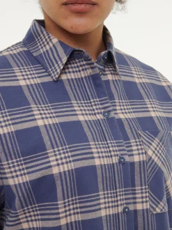 Bluse aus Bio-Baumwolle(karo royalblau, 44)