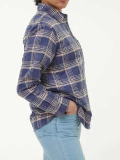 Bluse aus Bio-Baumwolle(karo royalblau, 44)
