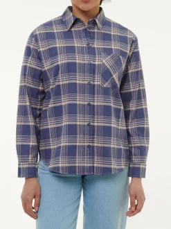 Bluse aus Bio-Baumwolle(karo royalblau, 44)