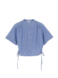 Bluse aus Bio Baumwolle und Leinen(blau/weiss streif, 38)