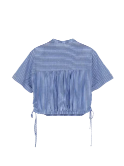 Bluse aus Bio Baumwolle und Leinen(blau/weiss streif, 38)