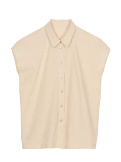 Bluse aus Bio-Baumwolle und Leinen(offwhite, 42)
