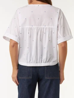 Bluse aus Bio Baumwolle(vintage tupfen/weiss, 38)