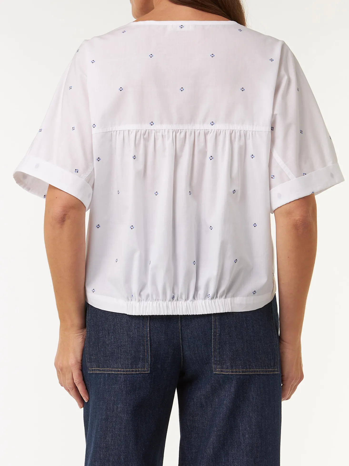 Bluse aus Bio Baumwolle(vintage tupfen/weiss, 38)