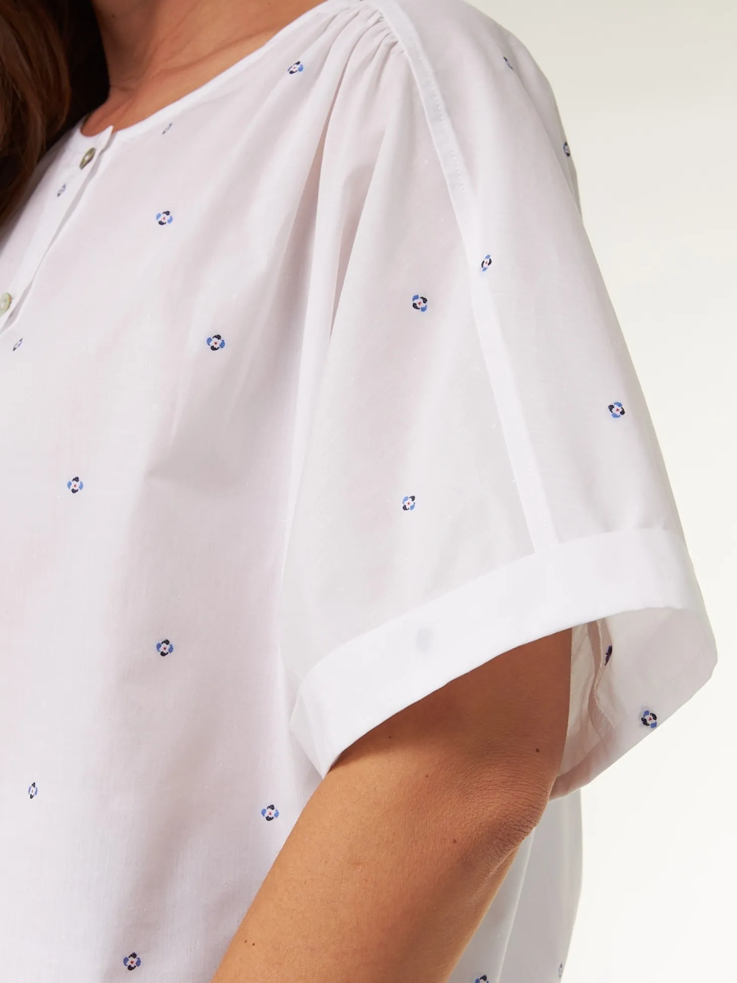 Bluse aus Bio Baumwolle(vintage tupfen/weiss, 38)