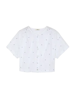 Bluse aus Bio Baumwolle(vintage tupfen/weiss, 38)