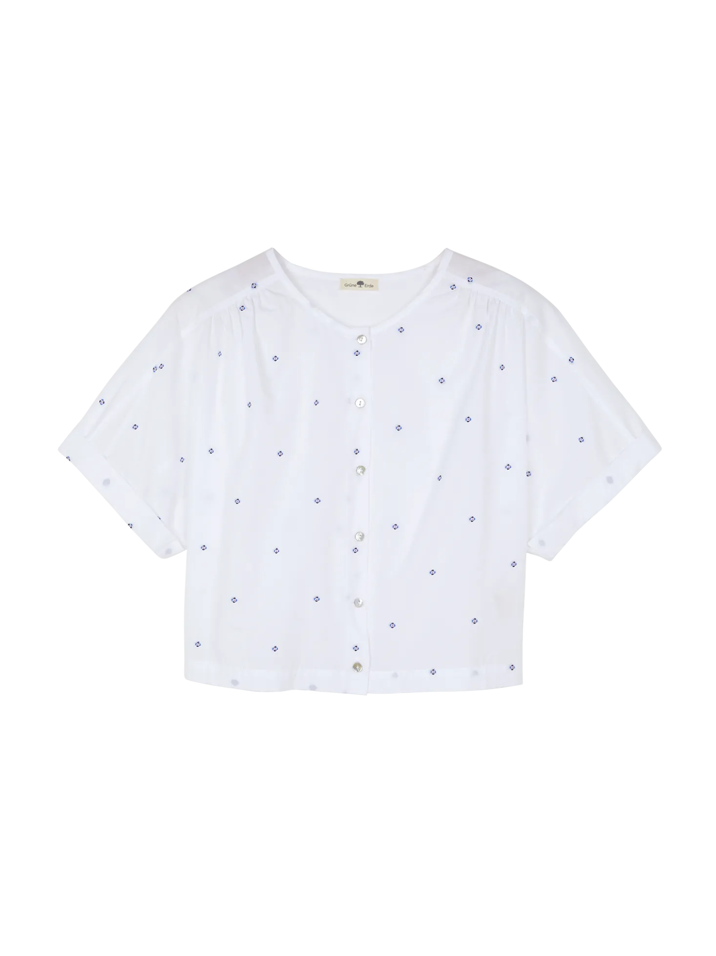 Bluse aus Bio Baumwolle(vintage tupfen/weiss, 38)