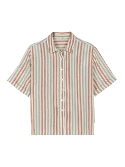 Bluse halbarm aus Bio Leinen(seegras/bernstein streif, 38)