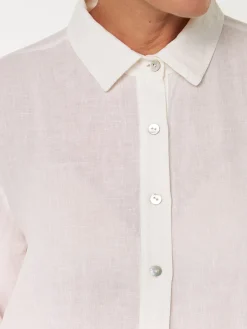 Bluse halbarm aus Bio Leinen(weiß, 38)