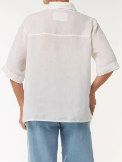 Bluse halbarm aus Bio Leinen(weiß, 38)